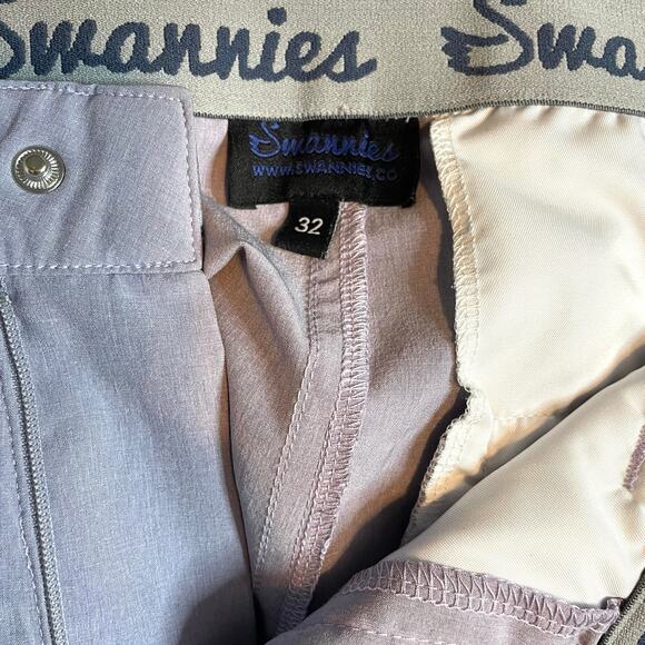 Swannies Performance Stretch Golf Shorts Purple Floral 9 inch Inseam mens 32 - Picture 7 of 8